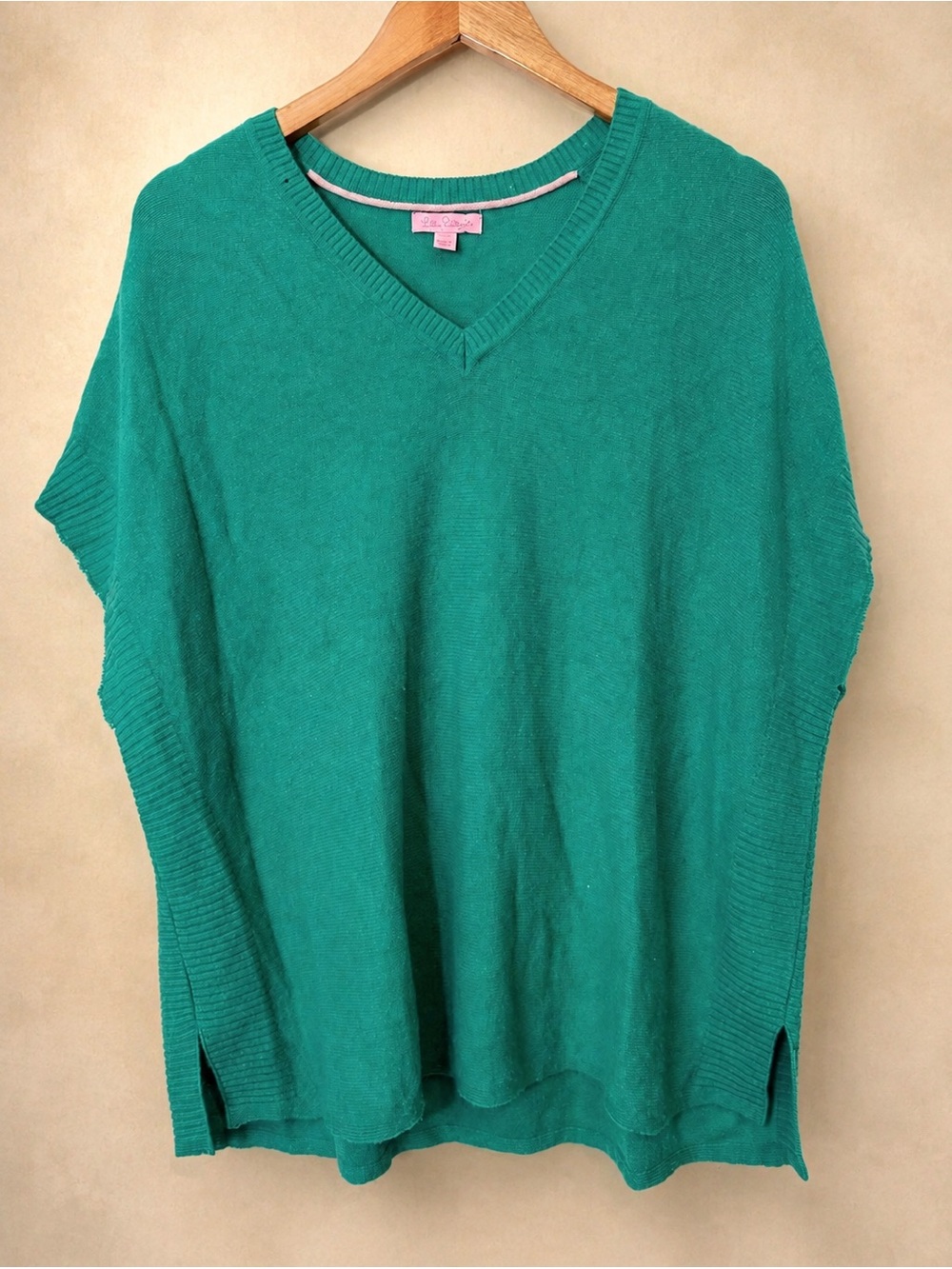 Lilly Pulitzer Teal V-Neck Sweater Poncho
